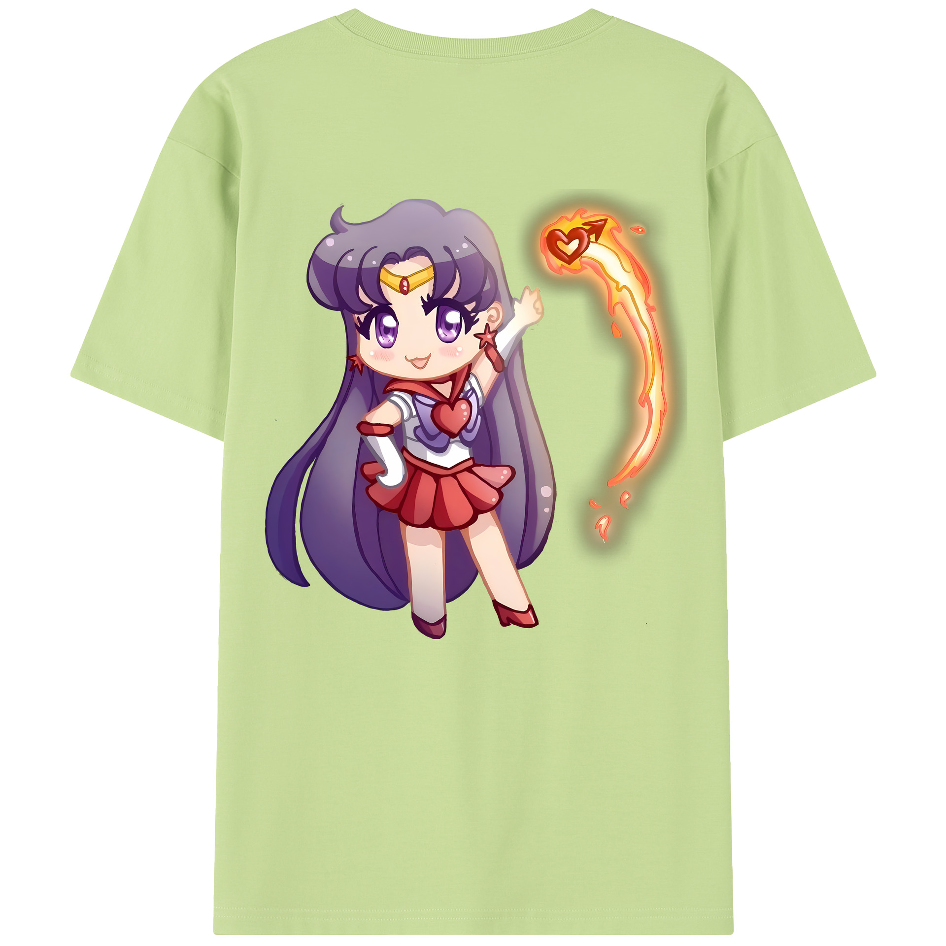 （画像用） 美少女戦士セーラームーン 火野レイ ひの レイ Sailor Moon Hino Rei （セーラーマーズ,Sailor Mars） 綿100％半袖Tシャツ（背面プリント）